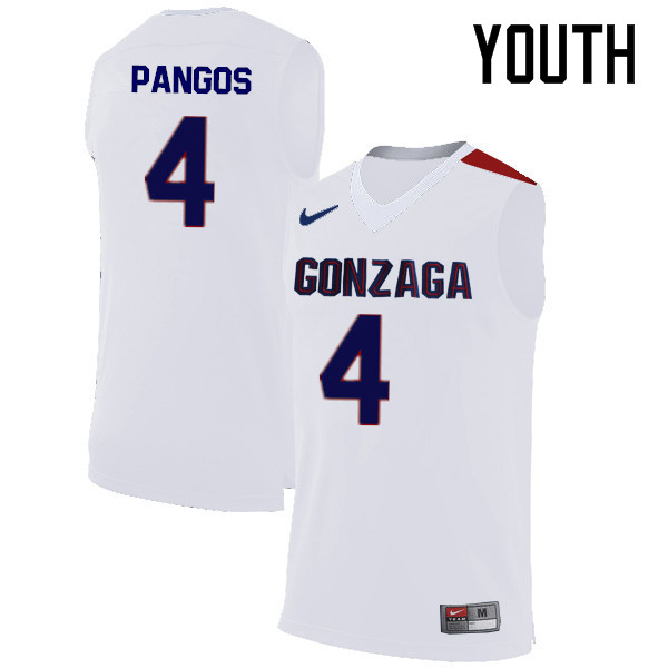 Youth #4 Kevin Pangos Gonzaga Bulldogs College Basketball Jerseys-White - Click Image to Close